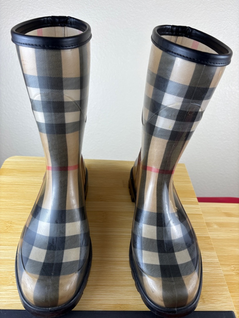 Burberry House Check Pattern Rain Boots For Women Size 38 US Size 7.5-8